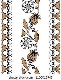 Lace Bohemian Seamless Borders.  Decorative ornament backdrop for fabric, textile, wrapping paper.