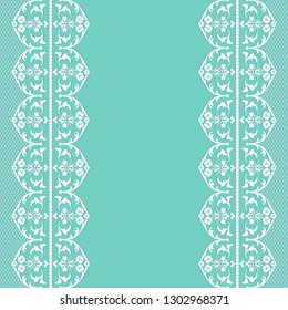lace border with floral pattern on a turquoise background