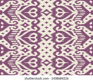 Lace border. Ikat seamless pattern. Vector tie dye shibori print with stripes and chevron. Ink textured japanese background. Ethnic fabric. Bohemian fashion. African creative. Damask rug.