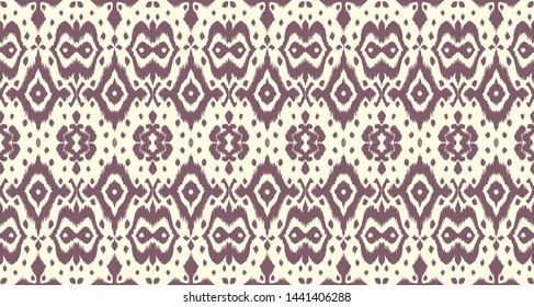 Lace border. Ikat seamless pattern. Vector tie dye shibori print with stripes and chevron. Ink textured japanese background. Ethnic fabric. Bohemian fashion. African creative. Damask rug. 