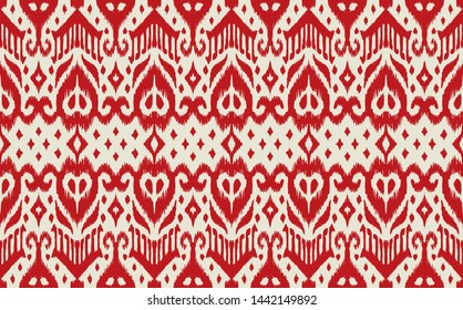 Lace border. Ikat seamless pattern. Vector tie dye shibori print with stripes and chevron. Ink textured japanese background. Ethnic fabric. Bohemian fashion. African creative. Damask rug.