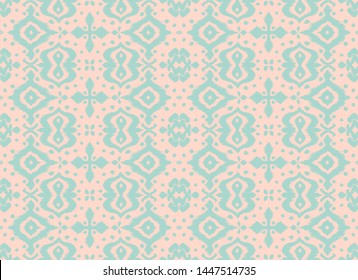 Lace border. Ikat seamless pattern. Vector tie dye shibori print with stripes and chevron. Ink textured japanese background. Ethnic fabric. Bohemian fashion. African creative. Damask rug. 