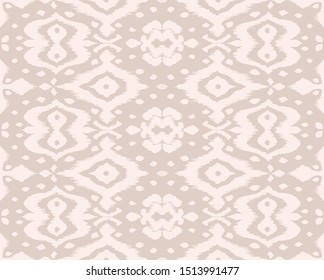 Lace border. Ikat seamless pattern. Vector tie dye shibori print with stripes and chevron. Ink textured japanese background. Ethnic fabric. Bohemian fashion. African creative. Damask rug. 