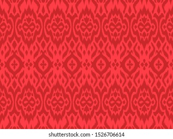 Lace border. Ikat seamless pattern. Vector tie dye shibori print with stripes and chevron. 