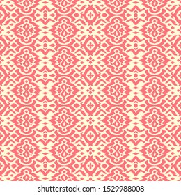 Lace border. Ikat seamless pattern. Vector tie dye shibori print with stripes and chevron. 