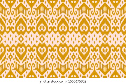 Lace border. Ikat seamless pattern. Vector tie dye shibori print with stripes and chevron. Ink textured japanese background. Ethnic fabric. Bohemian fashion. African creative. Damask rug.