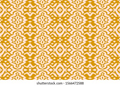 Lace border. Ikat seamless pattern. Vector tie dye shibori print with stripes and chevron. 