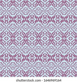 Lace border. Ikat seamless pattern. Vector tie dye shibori print with stripes and chevron. 