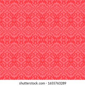 Spitzengrenze.Ikat nahtloses Muster. Vektorillustration bindet Farbstoff Shibori Druck mit Streifen und Chevron. 