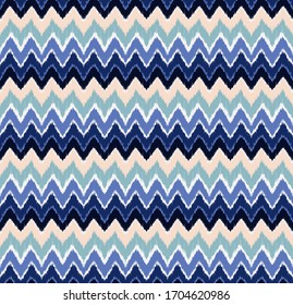 Lace border. Ikat seamless pattern. Vector tie dye shibori print with stripes and chevron. Ink textured japanese background. Ethnic fabric. Bohemian fashion. African creative. Damask rug. 