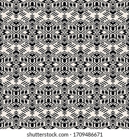 Lace border. Ikat seamless pattern. Vector tie dye shibori print with stripes and chevron. Ink textured japanese background. Ethnic fabric. Bohemian fashion. African creative. Damask rug.