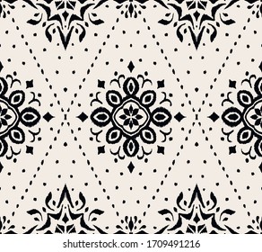 Borde de encaje. Patrón transparente. Impresión shibori de tinte vectorial con rayas y chevron. Tinta texturada de fondo japonesa. Tejido étnico. Moda bohemia. Creativo africano. Alfombra de Damasco.