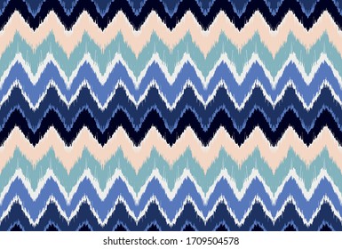 Lace border. Ikat seamless pattern. Vector tie dye shibori print with stripes and chevron. Ink textured japanese background. Ethnic fabric. Bohemian fashion. African creative. Damask rug.