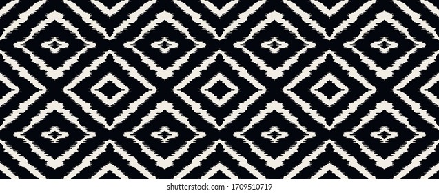 Borde de encaje. Patrón transparente. Impresión shibori de tinte vectorial con rayas y chevron. Tinta texturada de fondo japonesa. Tejido étnico. Moda bohemia. Creativo africano. Alfombra de Damasco.