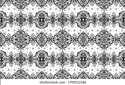 Borde de encaje. Patrón transparente. Impresión shibori de tinte vectorial con rayas y chevron. Tinta texturada de fondo japonesa. Tejido étnico. Moda bohemia. Creativo africano. Alfombra de Damasco.