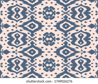 Borde de encaje. Patrón ininterrumpido de Ikat. Huella shibori de tinte vectorial con rayas y chevron. La tinta textura el fondo japonés. Ropa étnica. Moda bohemia. Creativo africano. Alfombra de Damasco. 