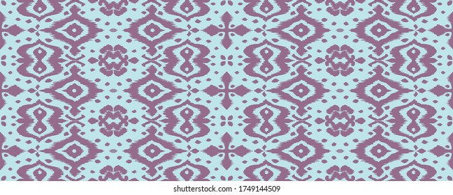 Borde de encaje. Patrón ininterrumpido de Ikat. Huella shibori de tinte vectorial con rayas y chevron. La tinta textura el fondo japonés. Ropa étnica. Moda bohemia. Creativo africano. Alfombra de Damasco. 