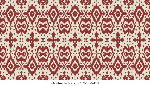 Lace border. Ikat seamless pattern. Vector tie dye shibori print with stripes and chevron. Ink textured japanese background. Ethnic fabric. Bohemian fashion. African creative. Damask rug. 