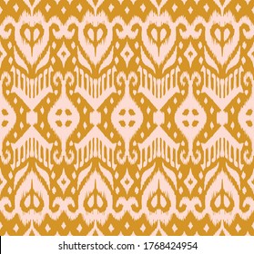 Borde de encaje. Patrón ininterrumpido de Ikat. Huella shibori de tinte vectorial con rayas y chevron. La tinta textura el fondo japonés. Ropa étnica. Moda bohemia. Creativo africano. Alfombra de Damasco.