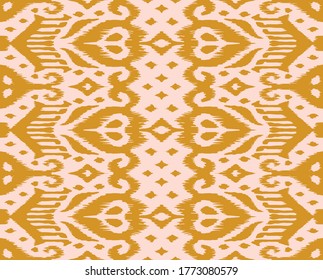 Borde de encaje. Patrón ininterrumpido de Ikat. Huella shibori de tinte vectorial con rayas y chevron. La tinta textura el fondo japonés. Ropa étnica. Moda bohemia. Creativo africano. Alfombra de Damasco.