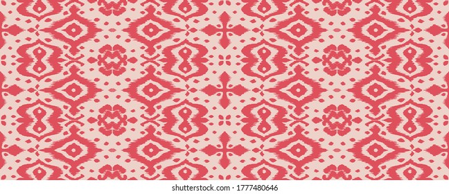 Borde de encaje. Patrón ininterrumpido de Ikat. Huella shibori de tinte vectorial con rayas y chevron. La tinta textura el fondo japonés. Ropa étnica. Moda bohemia. Creativo africano. Alfombra de Damasco. 