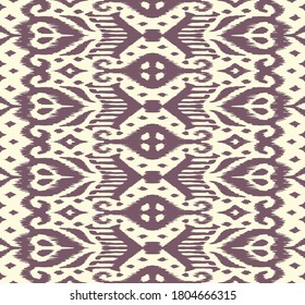 Borde de encaje. Patrón ininterrumpido de Ikat. Huella shibori de tinte vectorial con rayas y chevron. La tinta textura el fondo japonés. Ropa étnica. Moda bohemia. Creativo africano. Alfombra de Damasco.