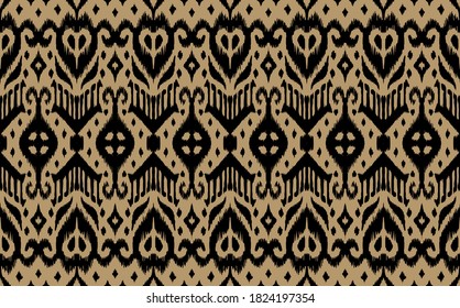 Lace border. Ikat seamless pattern. Vector tie dye shibori print with stripes and chevron. Ink textured japanese background. Ethnic fabric. Bohemian fashion. African creative. Damask rug.