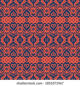 Borde de encaje. Patrón ininterrumpido de Ikat. Huella shibori de tinte vectorial con rayas y chevron. La tinta textura el fondo japonés. Ropa étnica. Moda bohemia. Creativo africano. Alfombra de Damasco.