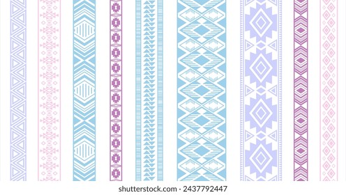 Lace border patterns vector set. Seamless edge elements. Vintage design. Lacework strip edging. Russian folk patterns. Fishnet filigree weave frills. Ornate tapes. Craft elements.