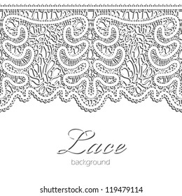 Lace border, realistic horizontal seamless vector pattern