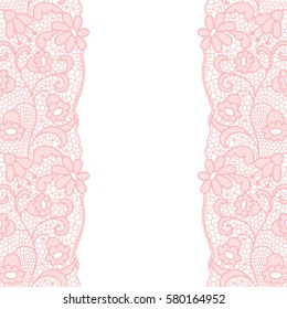 Lace border. Vector illustration. Lacy vintage elegant trim.