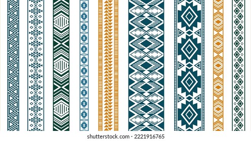 Lace borders vector collection. Fashion textile edge ornaments isolated. Knitted strip edging. Slavic folk patterns. Card decorative bands. Geometric texture.