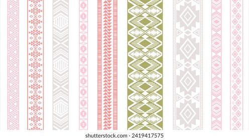 Lace borders vector collection. Seamless edge elements isolated on white. Sewn ribbon edging. Ukrainian folk patterns. Cutout style bracelets. Delicate tapes. Craft elements.