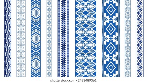 Lace borders vector collection. Seamless vertical edge ornaments isolated. Lace strips. Ukrainian folk patterns. Cutout style bracelets. Ornate tapes. Craft elements.