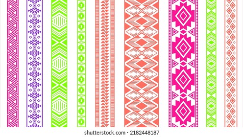 Conjunto de vectores de bordes de encaje. Ornamentos de borde textil de moda aislados. Borde de cinta de nieve. Patrones folclóricos ucranianos. Pulseras estilo corte. Rezagado de tejido de apertura.