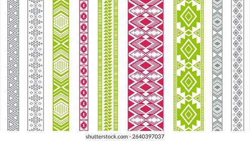 Lace borders vector set. Seamless edge ornaments isolated. Crochet stripes. Ukrainian folk patterns. Accessories hem braid stencils. Delicate tapes. Craft elements.