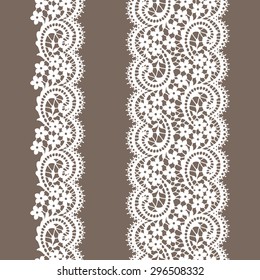 Lace Borders. Vertical Seamless Pattern.