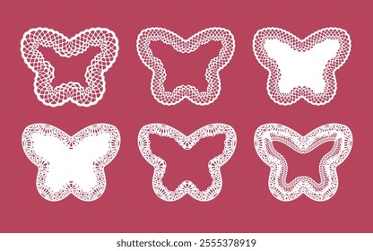 Lace butterflies. Template for laser cut, wood carving, paper cutting and printing. Vector illustration.
