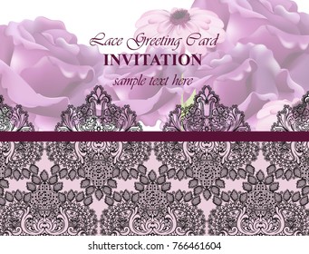 Lace card with flowers Vector. Luxury background decors