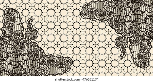 Lace card horizontal. Sample invitation template design. Vector illustration.