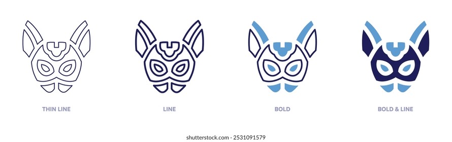 Lace carnival mask icon in 4 different styles. Thin Line, Line, Bold, and Bold Line. Duotone style. Editable stroke.