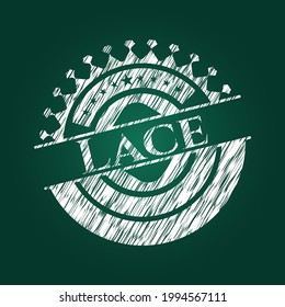 Lace chalk emblem, retro style, chalk or chalkboard texture. Vector Illustration. Detailed. 