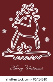 Lace Christmas deer cards/Lace Christmas deer on bordo background with snowflakes.