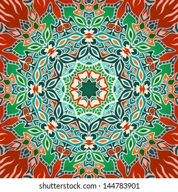Lace circle colorful floral ornament, ornamental  doily pattern.Vector Illustration.