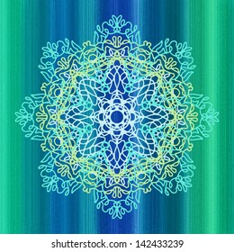 Lace circle on watercolor base. Vector Illustration.