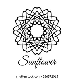 Lace classic calligraphy copperplate circle flower sunflower logo, pattern