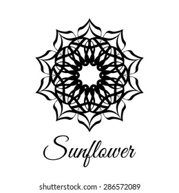 Lace classic calligraphy copperplate circle flower sunflower logo, pattern