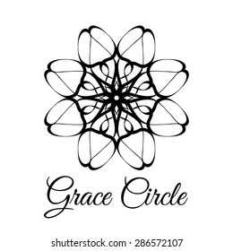 Lace classic calligraphy copperplate circle flower logo, pattern