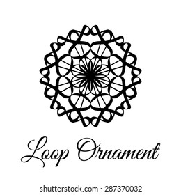 Lace classic calligraphy copperplate circle flower logo, pattern