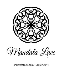 Lace classic calligraphy copperplate circle flower dandelion logo, pattern